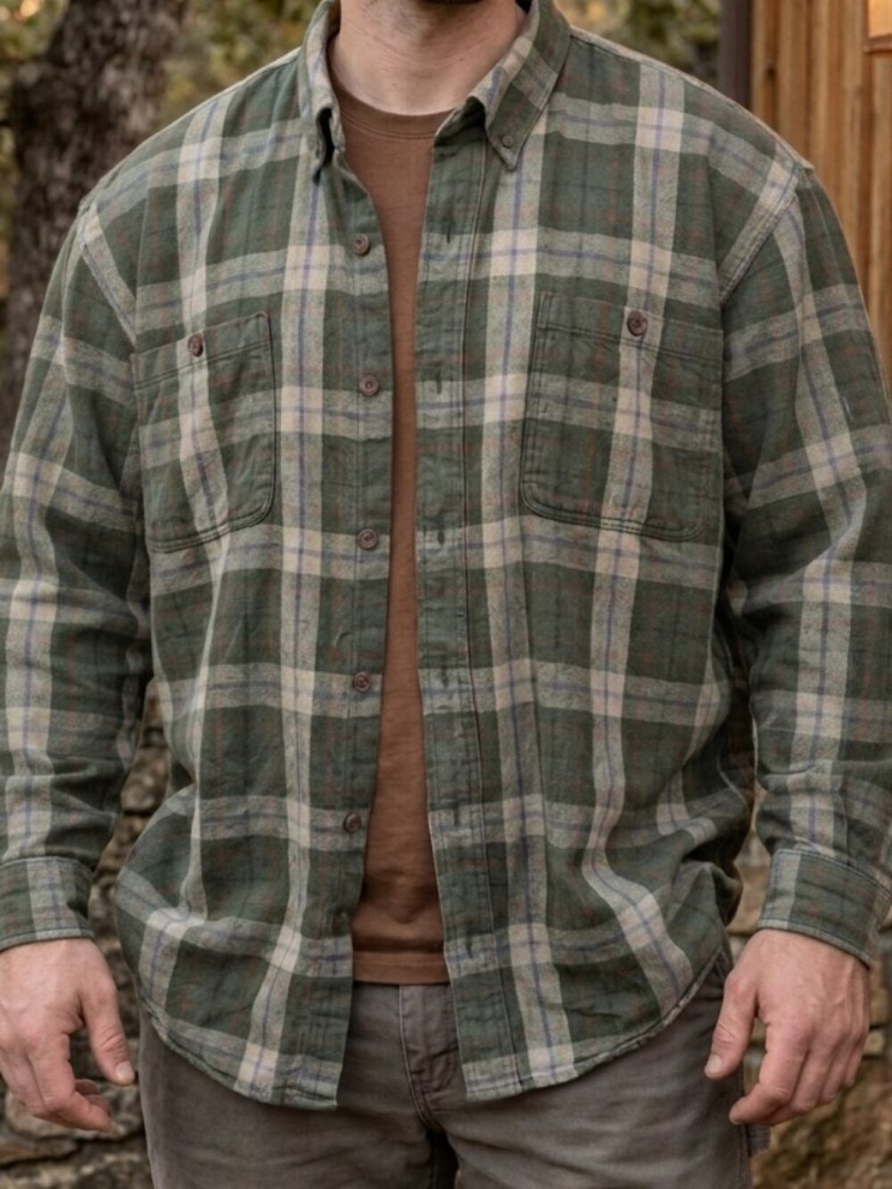 Duluth Trading Co. Men's 3XL Blue Plaid Flannel Button Down Shirt